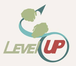 Sarah - Level Up Logo - Blue Green and Red - Blog Version